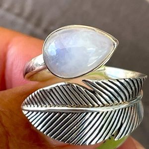 Sterling silver 925 adjustable moonstone ring